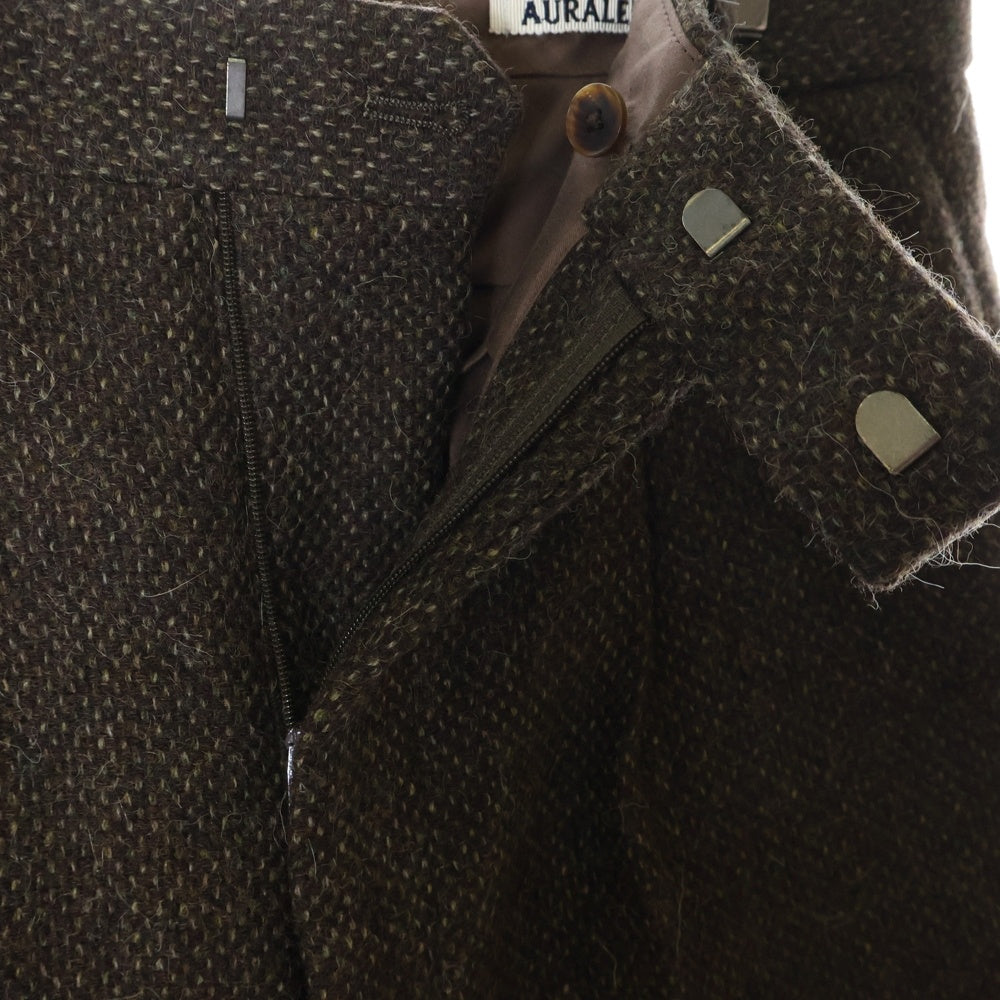 AURALEE(オーラリー) 24AW LAMA SHETLAND WOOL TWEED SLACKS ラマ シェットランド ウール テイラード スラックス ブラウン A24AP04LS