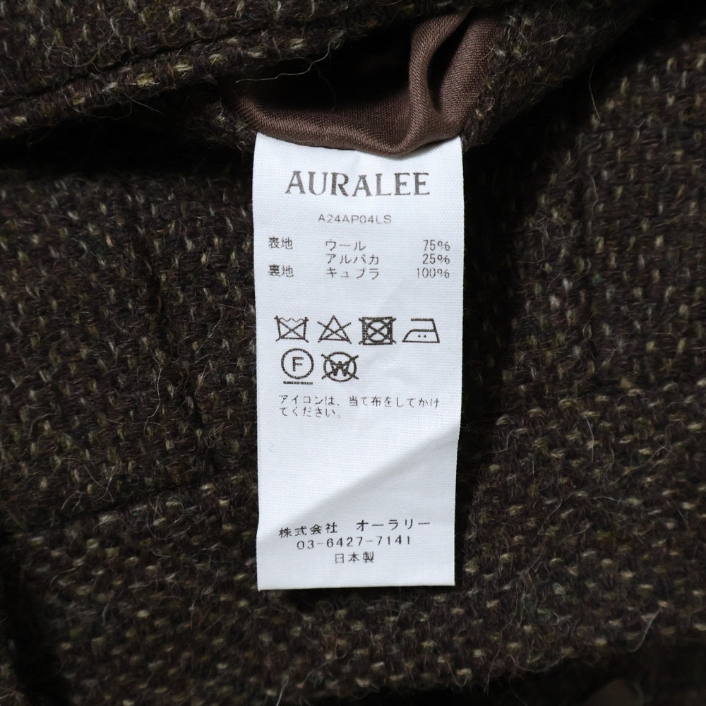 AURALEE(オーラリー) 24AW LAMA SHETLAND WOOL TWEED SLACKS ラマ シェットランド ウール テイラード スラックス ブラウン A24AP04LS