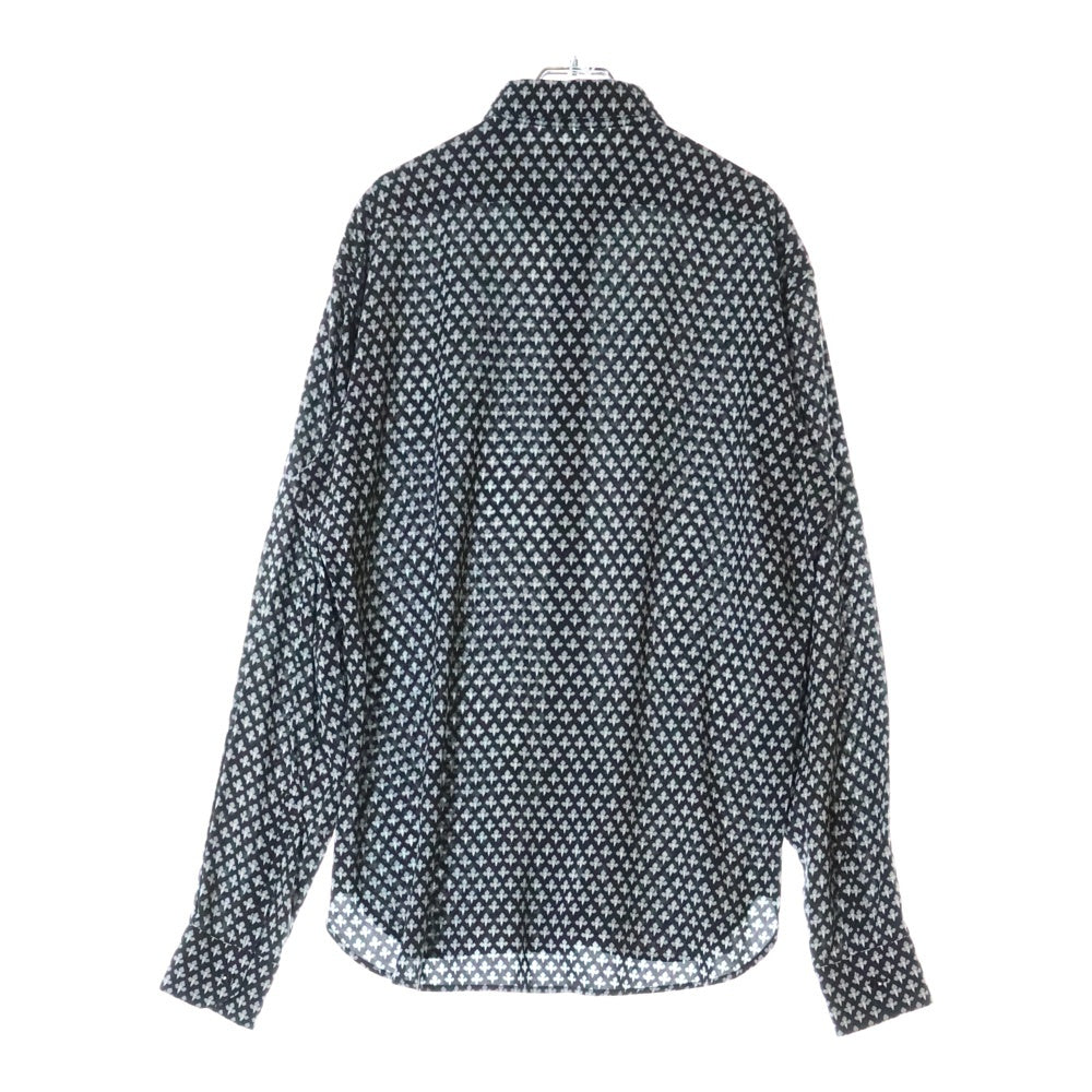 SAINT LAURENT PARIS(サンローランパリ) 17AW レーヨン 総柄 プリント 長袖シャツ ブラック 481867 Y387R
