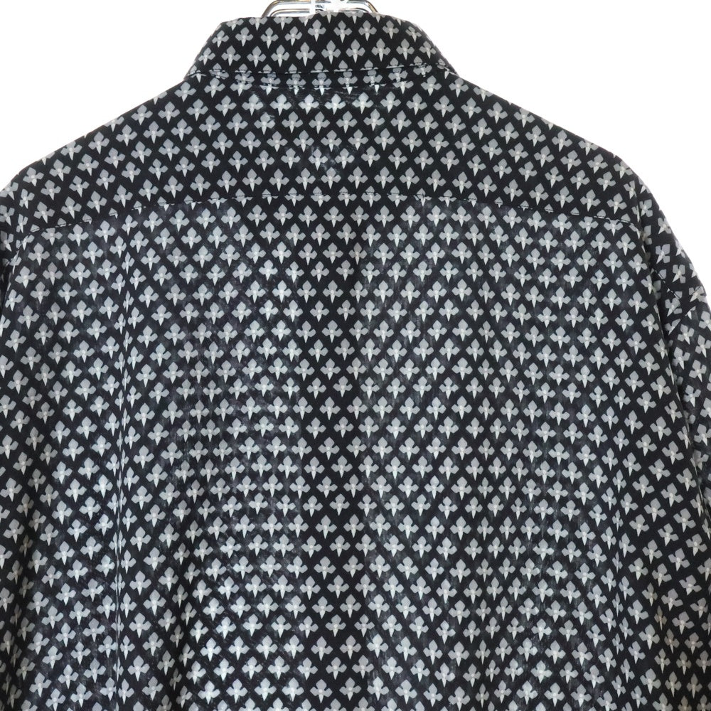 SAINT LAURENT PARIS(サンローランパリ) 17AW レーヨン 総柄 プリント 長袖シャツ ブラック 481867 Y387R