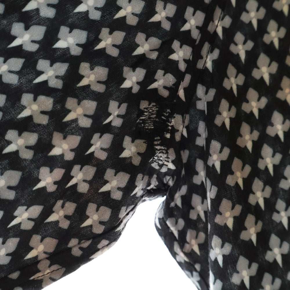 SAINT LAURENT PARIS(サンローランパリ) 17AW レーヨン 総柄 プリント 長袖シャツ ブラック 481867 Y387R