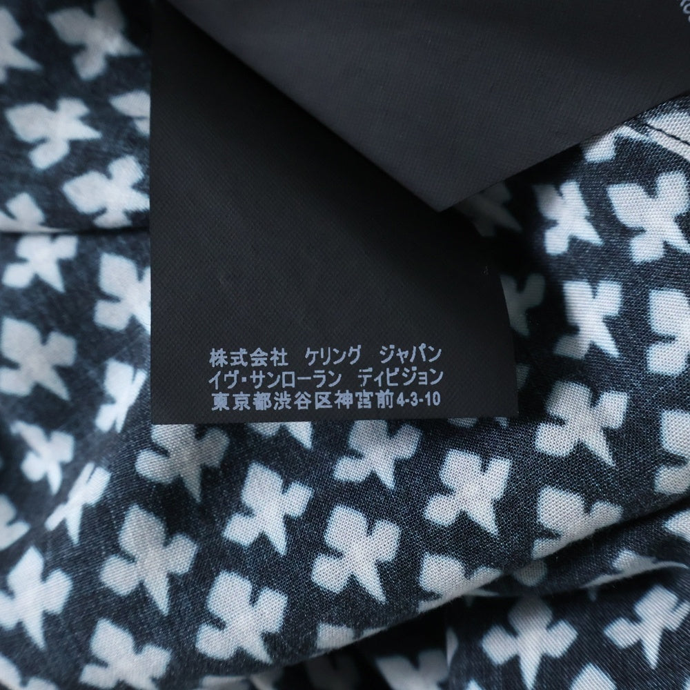 SAINT LAURENT PARIS(サンローランパリ) 17AW レーヨン 総柄 プリント 長袖シャツ ブラック 481867 Y387R
