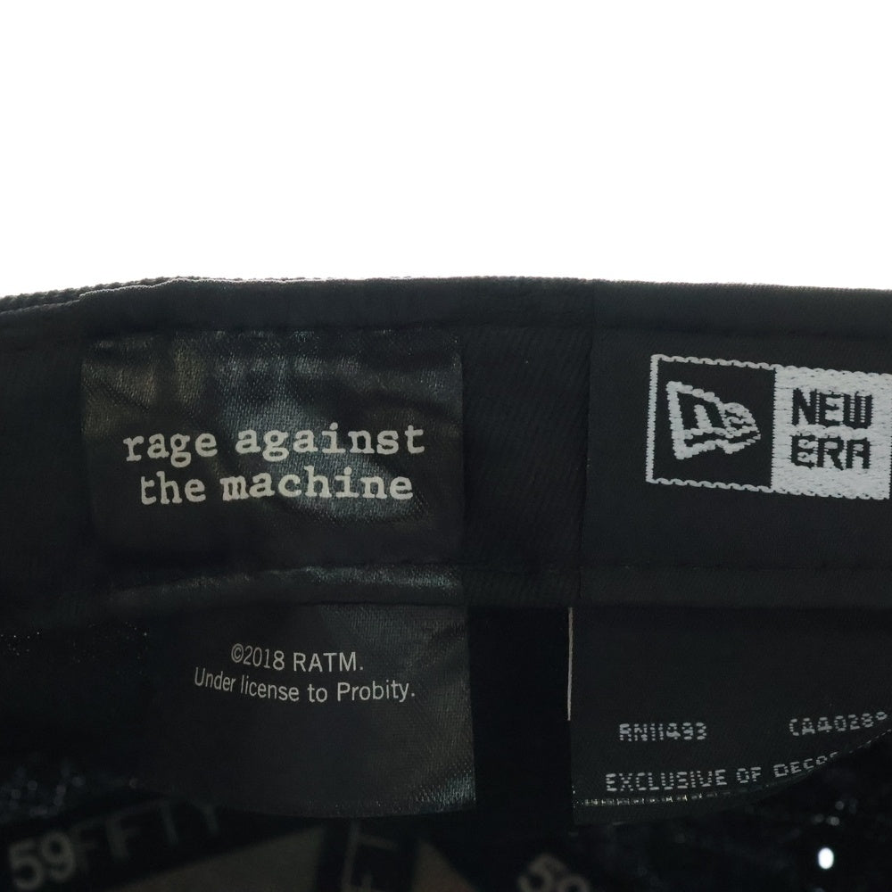 NEW ERA(ニューエラ) ×RAGE AGAINST THE MACHINE 59FIFTY レイジアゲインストザマシーン グラフィックエンブロイダリー 6パネル ベースボールキャップ 帽子 ブラック