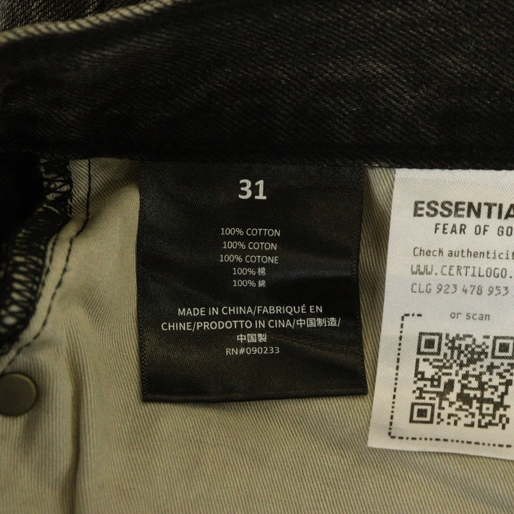 FEAR OF GOD ESSENTIALS(フィアオブゴッド エッセンシャルズ) 24AW 5POCKET DENIM PANTS 5ポケット ダメージ加工 デニムパンツ ブラック