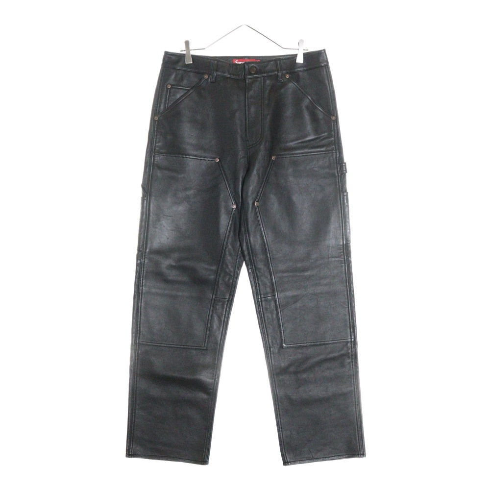 SUPREME(シュプリーム) 23AW Leather Double Knee Painter Pant レザー ダブルニー ペインターパンツ ブラック