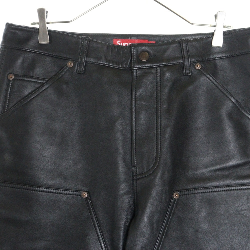 SUPREME(シュプリーム) 23AW Leather Double Knee Painter Pant レザー ダブルニー ペインターパンツ ブラック