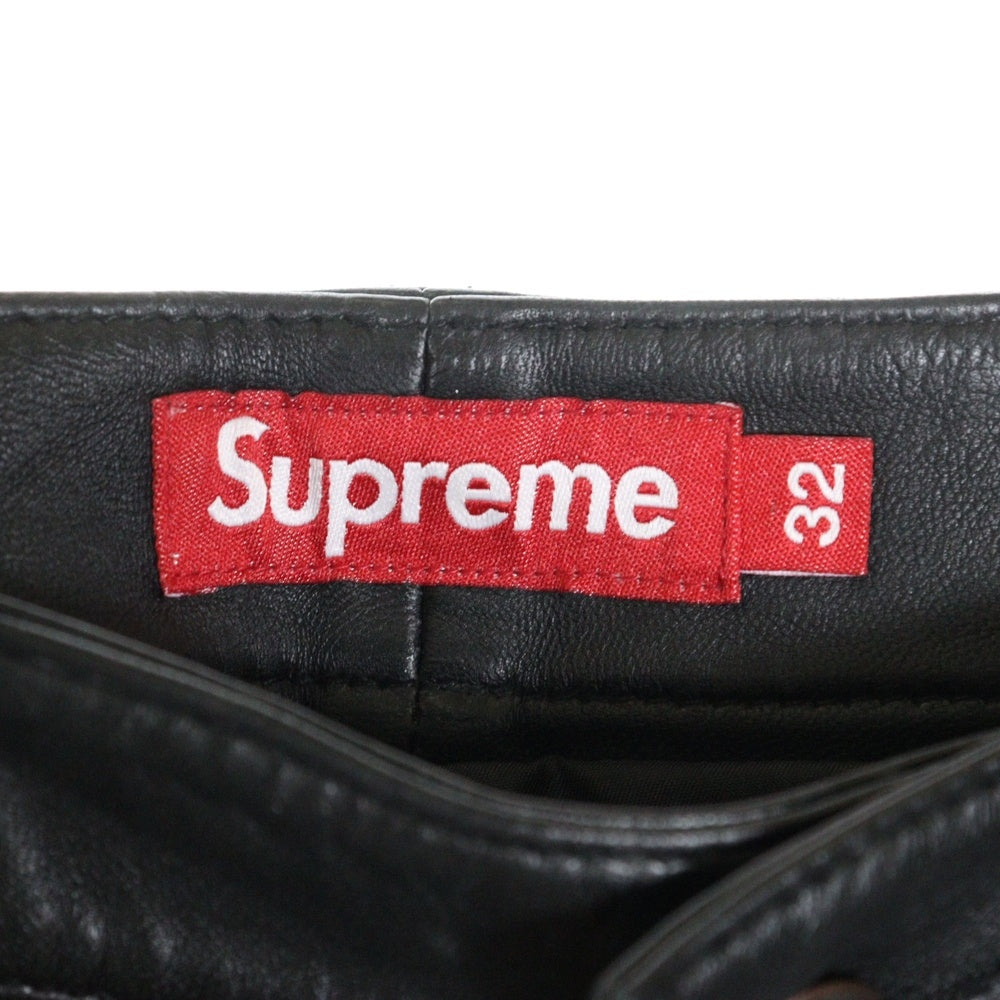 SUPREME(シュプリーム) 23AW Leather Double Knee Painter Pant レザー ダブルニー ペインターパンツ ブラック