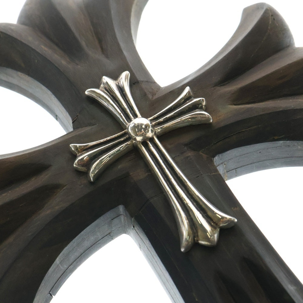 CHROME HEARTS(クロムハーツ) EBONY CROSS LRG ラージCHクロス付き エボニー壁掛けオブジェ シルバー/ブラウン ■