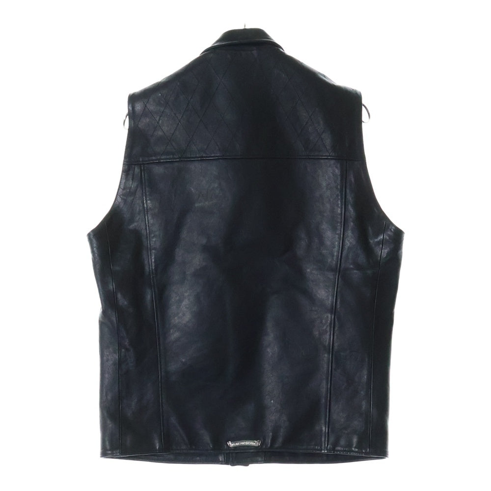 CHROME HEARTS(クロムハーツ) CRETIN LTHR クリティンレザー キルティングライダースベスト ブラック/シルバー