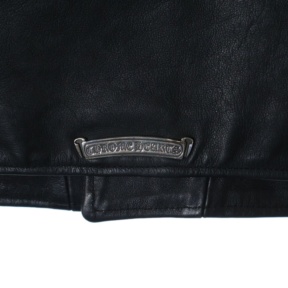 CHROME HEARTS(クロムハーツ) CRETIN LTHR クリティンレザー キルティングライダースベスト ブラック/シルバー