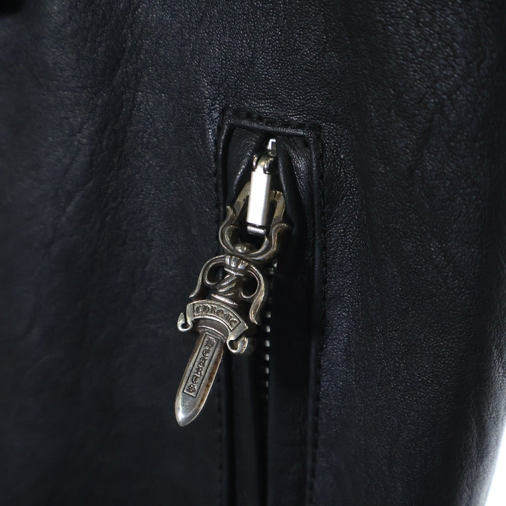 CHROME HEARTS(クロムハーツ) CRETIN LTHR クリティンレザー キルティングライダースベスト ブラック/シルバー