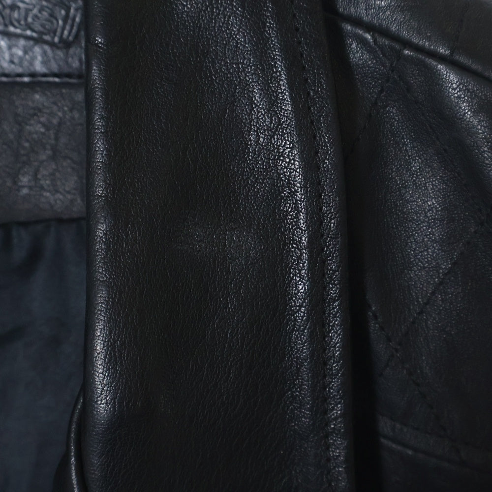 CHROME HEARTS(クロムハーツ) CRETIN LTHR クリティンレザー キルティングライダースベスト ブラック/シルバー