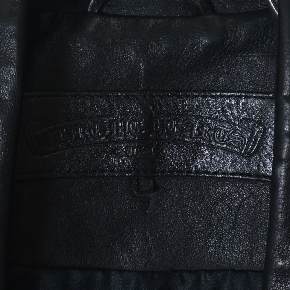CHROME HEARTS(クロムハーツ) CRETIN LTHR クリティンレザー キルティングライダースベスト ブラック/シルバー