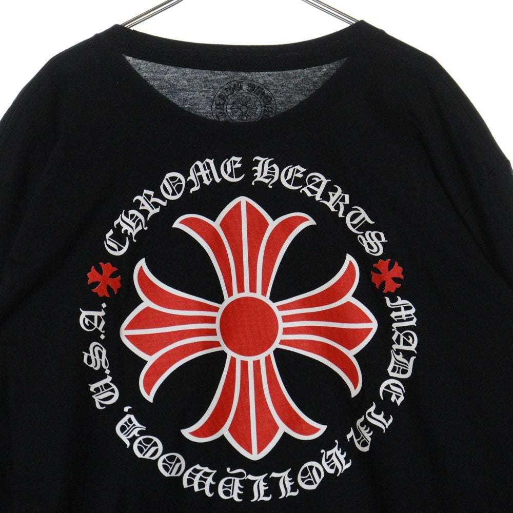 CHROME HEARTS(クロムハーツ) RED CROSS L/S TEE レッドクロス アームロゴプリント クルーネック 長袖Tシャツ カットソー ブラック/レッド
