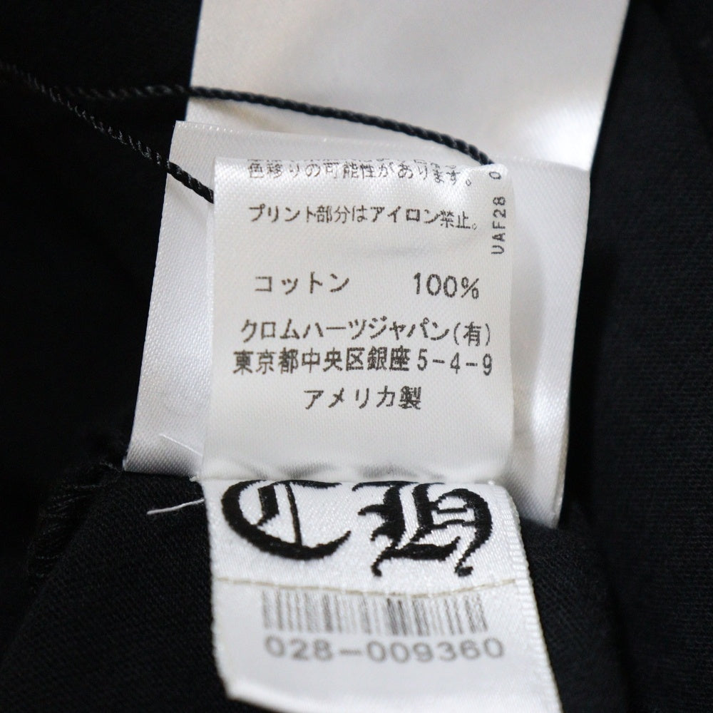 CHROME HEARTS(クロムハーツ) CH L/S ネックロゴプリント 袖フローラル クルーネック 長袖Tシャツ カットソー ブラック