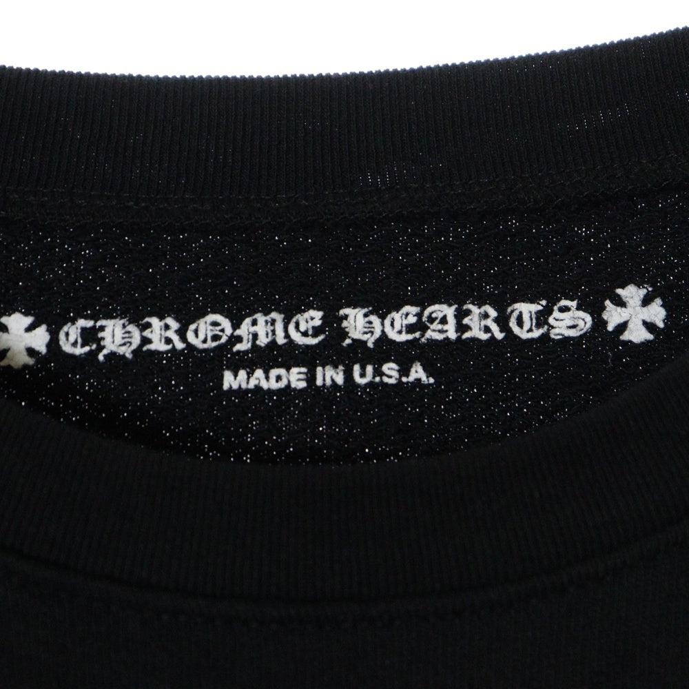 CHROME HEARTS(クロムハーツ) ×MATTY BOY マッティボーイ SWEAT SHIRT FLORAL CROSS 袖フローラル 両面ロゴプリント クルーネック スウェット トレーナー ブラック/ピンク