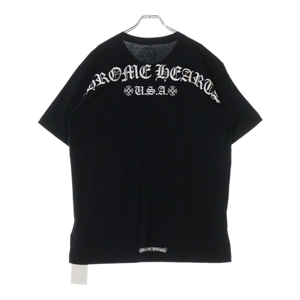 CHROME HEARTS(クロムハーツ) CH T-SHRT スクロールラベル ロゴプリント クルーネック 半袖Tシャツ カットソー ブラック