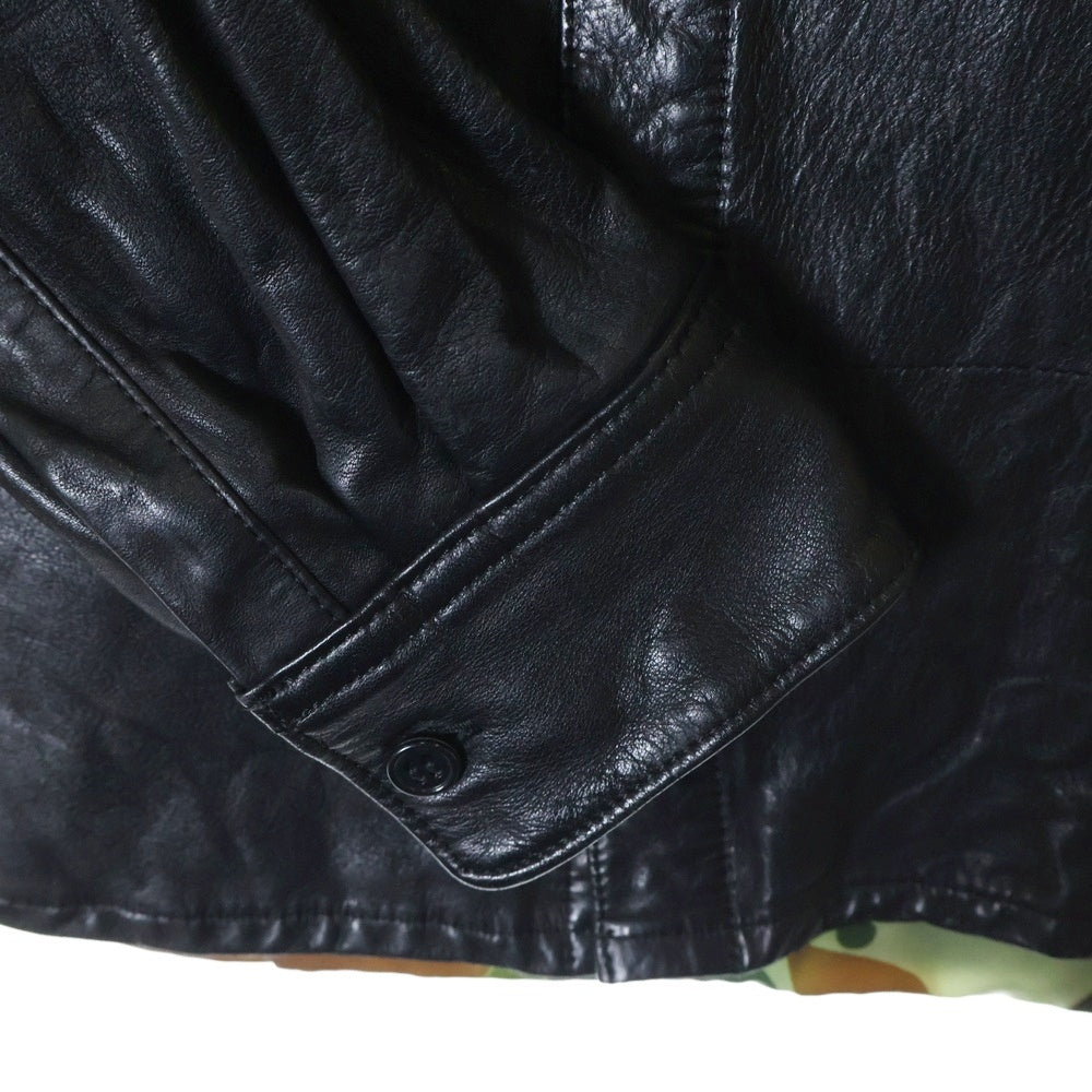 JUNYA WATANABE COMME des GARCONS(ジュンヤワタナベ コムデギャルソン) 07AW AD2007 カモフラ裏地 カウレザー ボールジップ ジャケット ブラック WT-B002