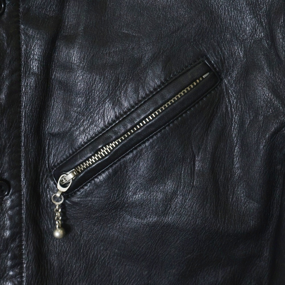 JUNYA WATANABE COMME des GARCONS(ジュンヤワタナベ コムデギャルソン) 07AW AD2007 カモフラ裏地 カウレザー ボールジップ ジャケット ブラック WT-B002