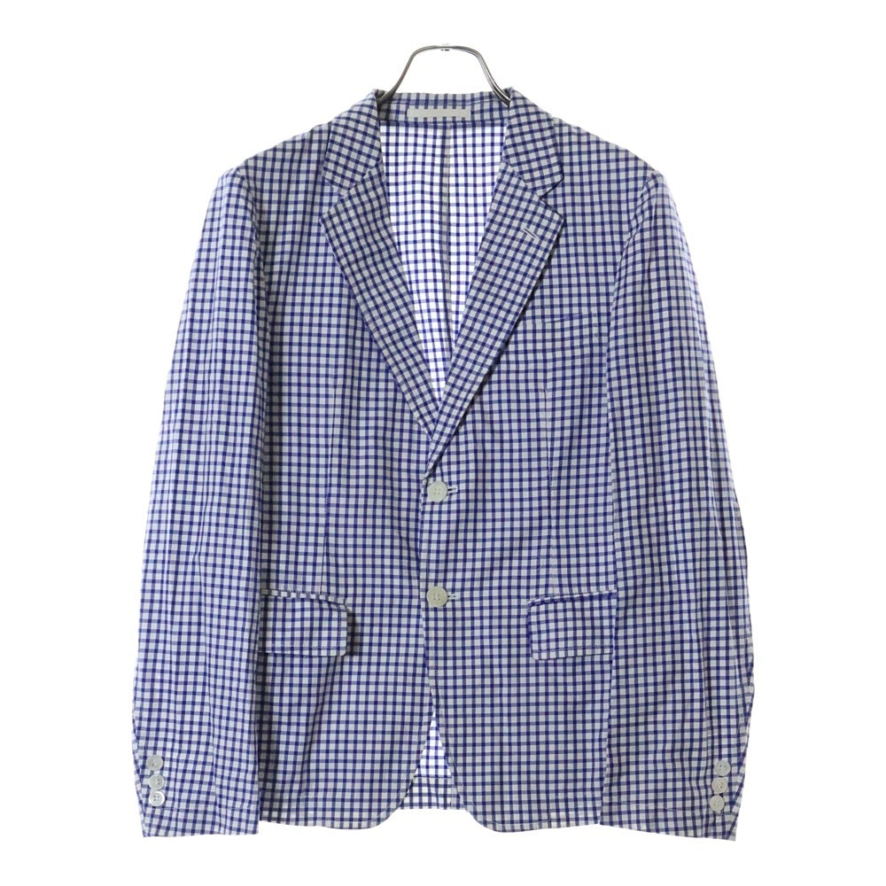 COMME des GARCONS HOMME(コムデギャルソンオム) 09SS AD2008 ギンガムチェック ノッチドラペル テーラード ジャケット ブルー/ホワイト HC-JO47