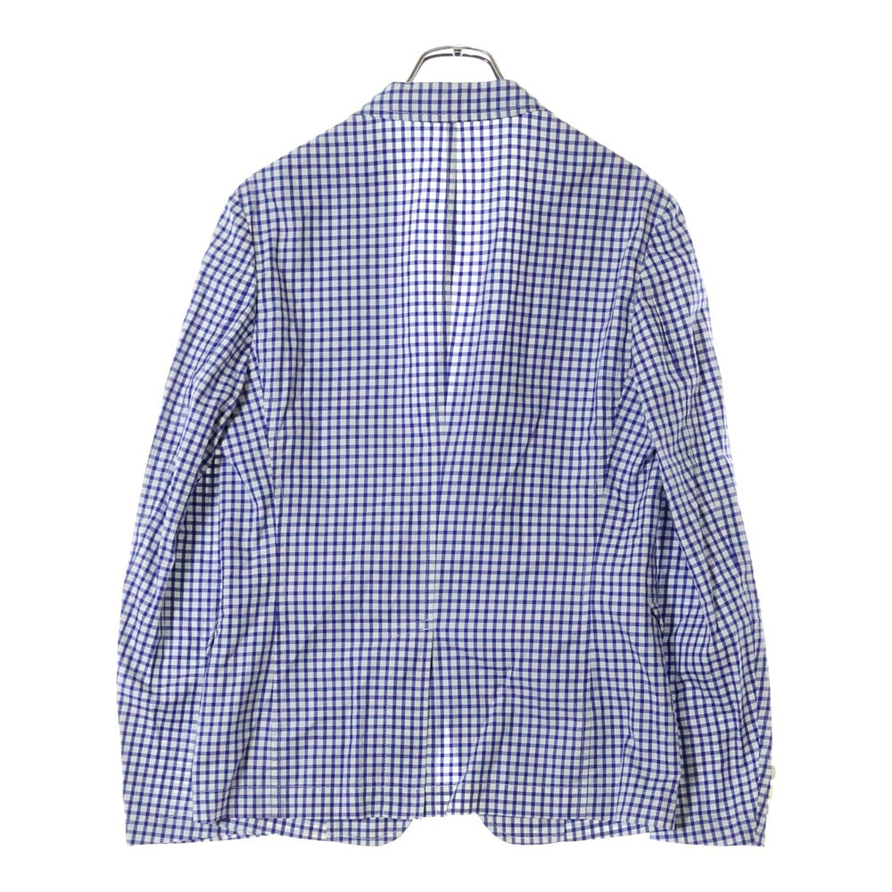 COMME des GARCONS HOMME(コムデギャルソンオム) 09SS AD2008 ギンガムチェック ノッチドラペル テーラード ジャケット ブルー/ホワイト HC-JO47