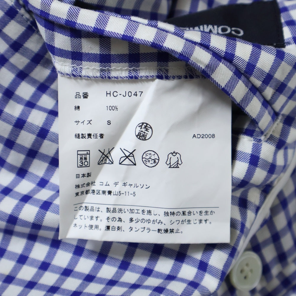 COMME des GARCONS HOMME(コムデギャルソンオム) 09SS AD2008 ギンガムチェック ノッチドラペル テーラード ジャケット ブルー/ホワイト HC-JO47