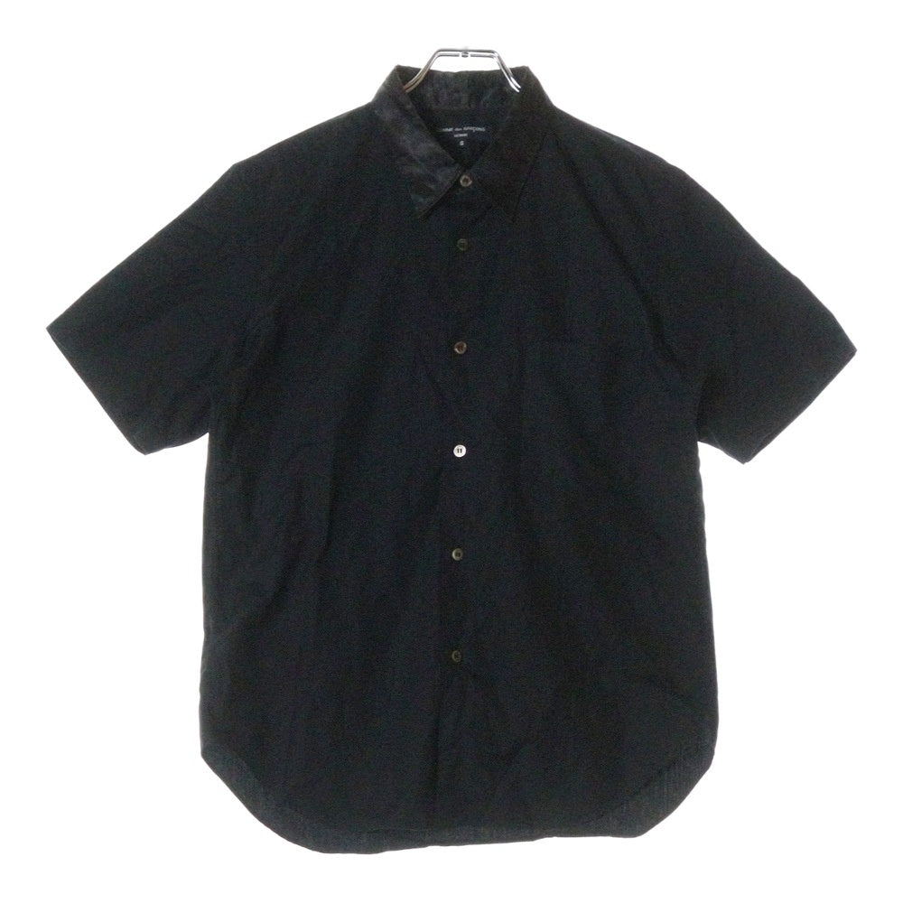 COMME des GARCONS HOMME(コムデギャルソンオム) 07SS AD2006 キュプラ 切り替え レギュラー カラー コットン 半袖シャツ ブラック HS-B051