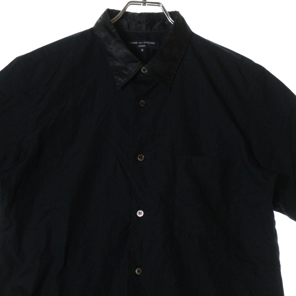 COMME des GARCONS HOMME(コムデギャルソンオム) 07SS AD2006 キュプラ 切り替え レギュラー カラー コットン 半袖シャツ ブラック HS-B051