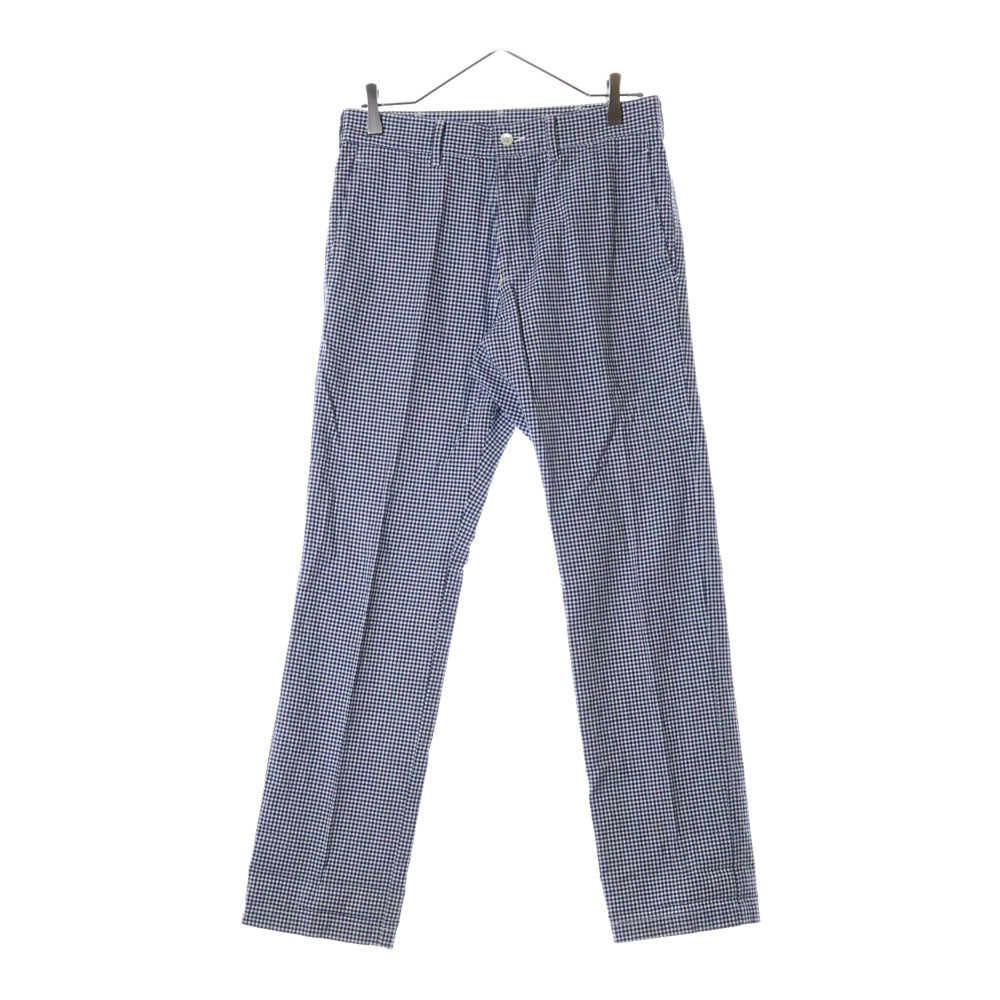 COMME des GARCONS HOMME(コムデギャルソンオム) 09SS AD2008 ブロックチェック ジップフライ ストレート スラックス トラウザー パンツ ネイビー/ホワイト HC-P058