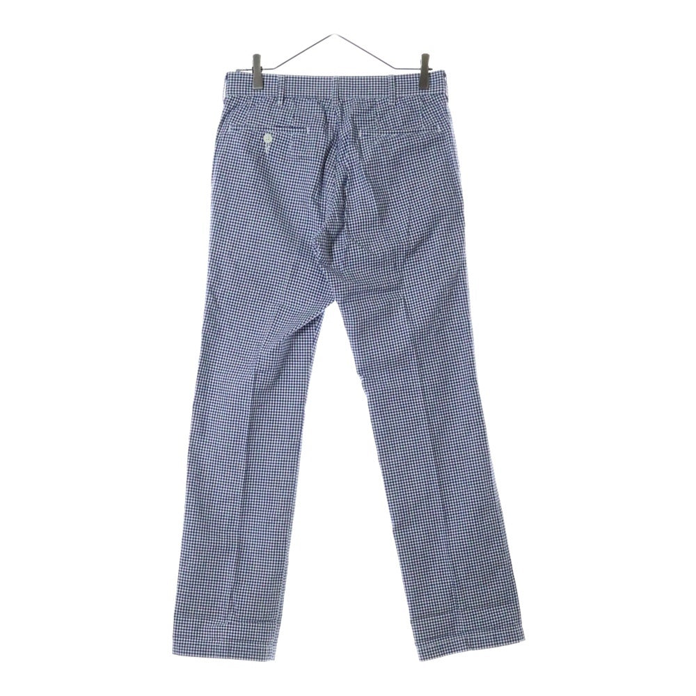 COMME des GARCONS HOMME(コムデギャルソンオム) 09SS AD2008 ブロックチェック ジップフライ ストレート スラックス トラウザー パンツ ネイビー/ホワイト HC-P058