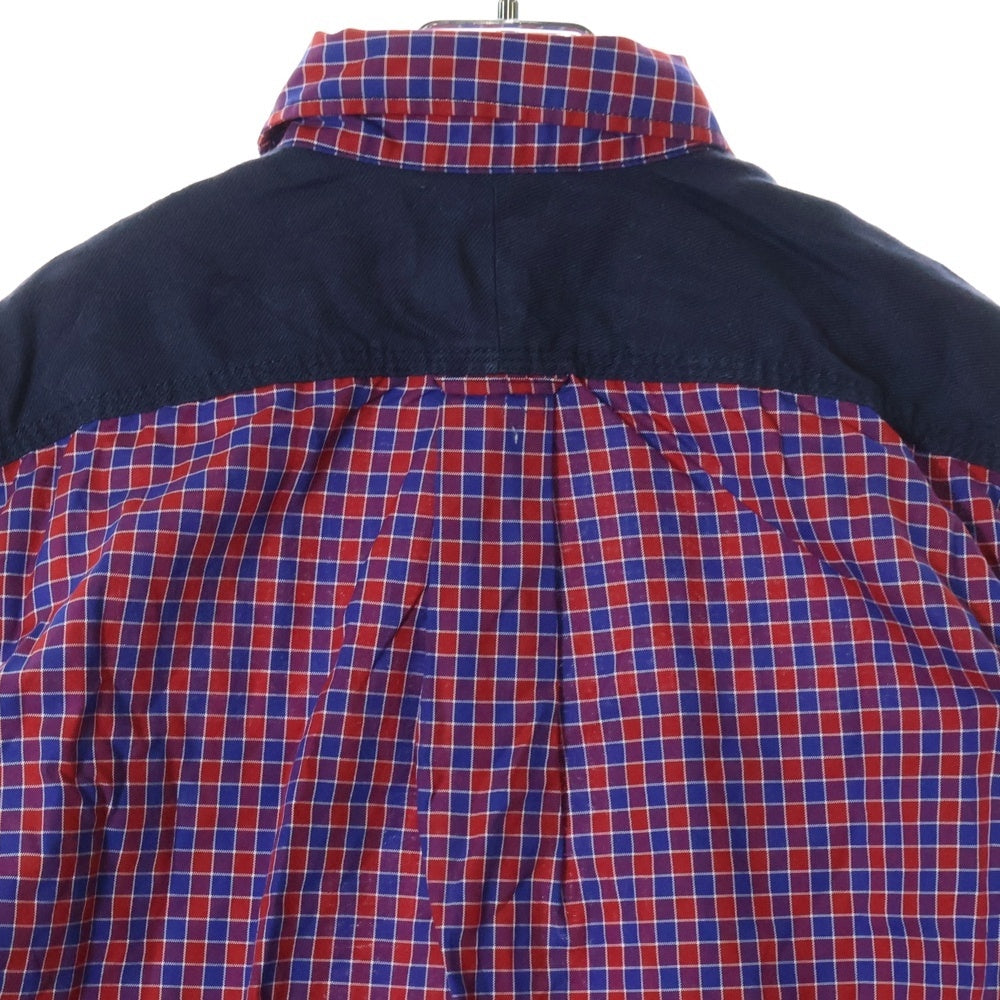 JUNYA WATANABE COMME des GARCONS(ジュンヤワタナベ コムデギャルソン) 18SS AD2017 ツイル切り替え ブロックチェック レギュラー カラー コットン パッチワーク 長袖シャツ レッド WA-B026