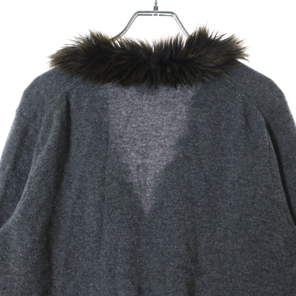 COMME des GARCONS HOMME PLUS(コムデギャルソンオムプリュス) 10AW AD2010 フェイクファー ジップアップ ウール ニット カーディガン グレー PF-N026
