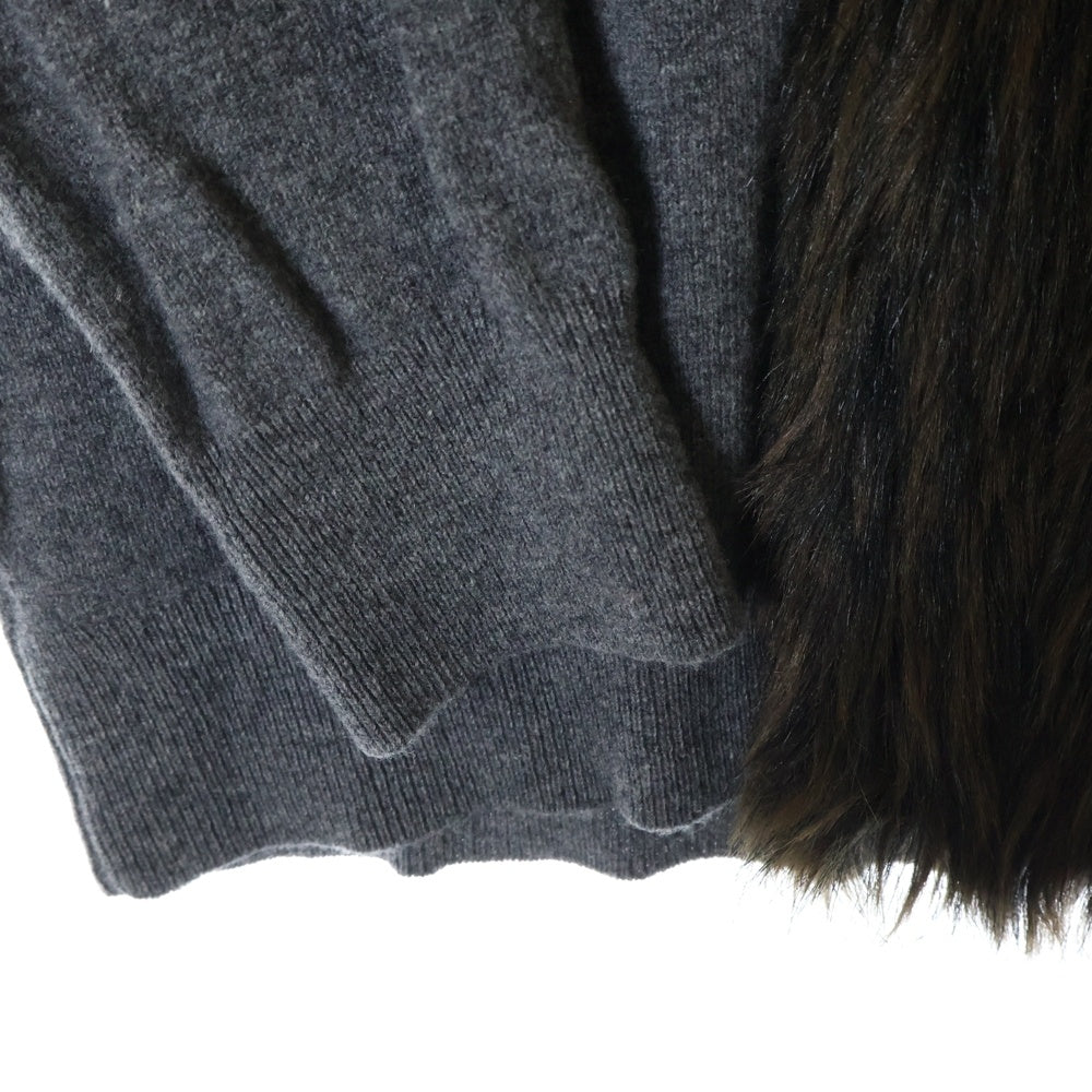 COMME des GARCONS HOMME PLUS(コムデギャルソンオムプリュス) 10AW AD2010 フェイクファー ジップアップ ウール ニット カーディガン グレー PF-N026