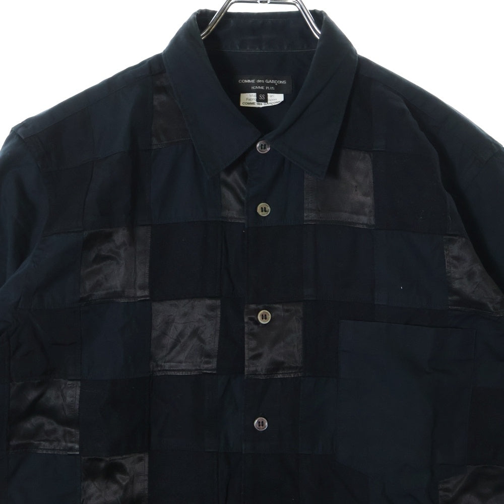 COMME des GARCONS HOMME PLUS(コムデギャルソンオムプリュス) 09SS AD2008 レギュラー カラー コットン パッチワーク チェック 半袖シャツ PC-B025