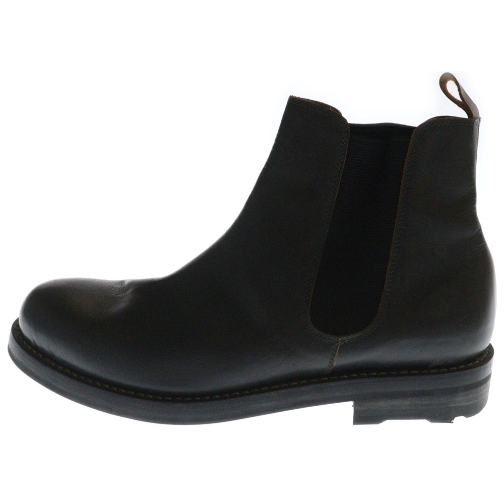 COMME des GARCONS HOMME(コムデギャルソンオム) ホワイトステッチ ラウンドトゥ レザー サイドゴア ブーツ グレー
