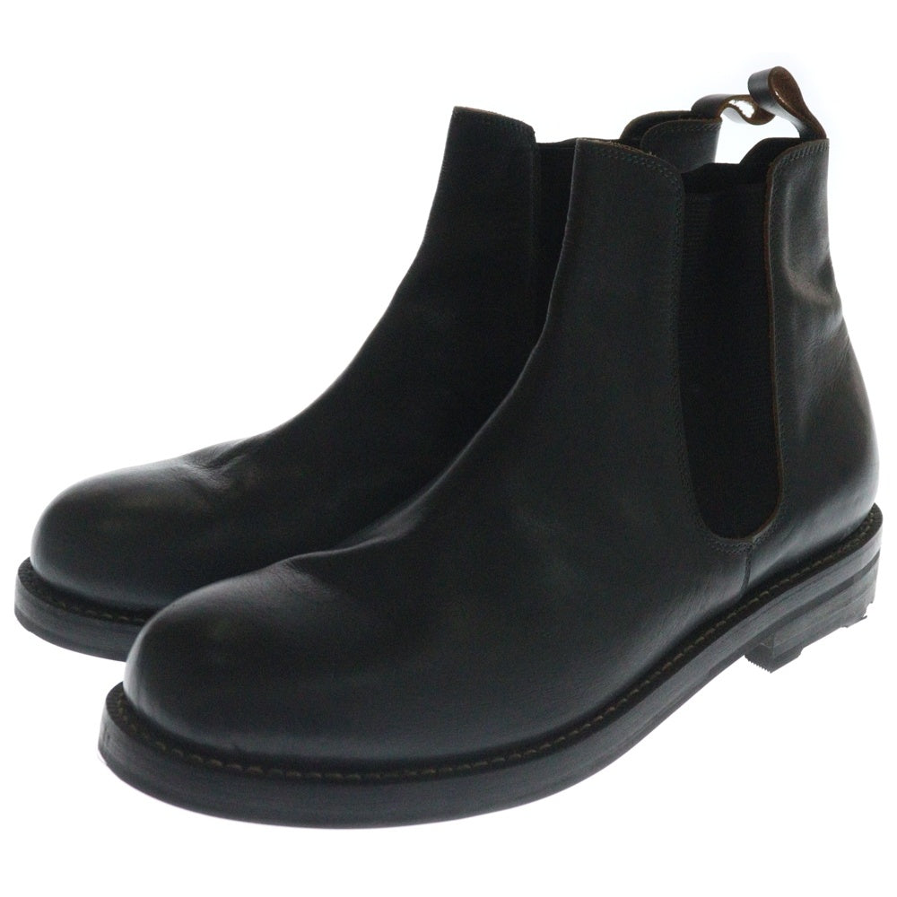 COMME des GARCONS HOMME(コムデギャルソンオム) ホワイトステッチ ラウンドトゥ レザー サイドゴア ブーツ グレー