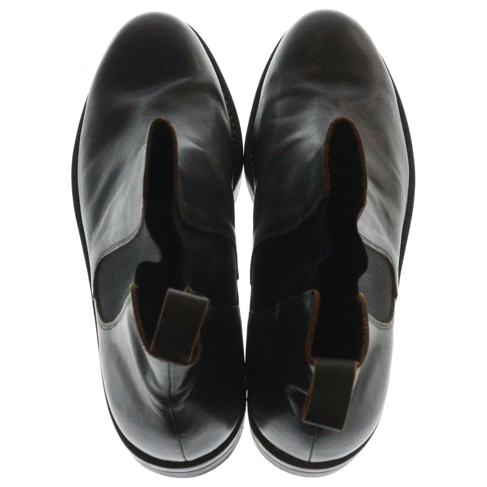 COMME des GARCONS HOMME(コムデギャルソンオム) ホワイトステッチ ラウンドトゥ レザー サイドゴア ブーツ グレー