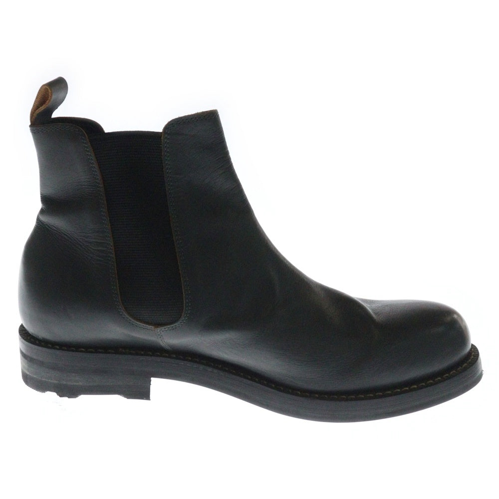 COMME des GARCONS HOMME(コムデギャルソンオム) ホワイトステッチ ラウンドトゥ レザー サイドゴア ブーツ グレー