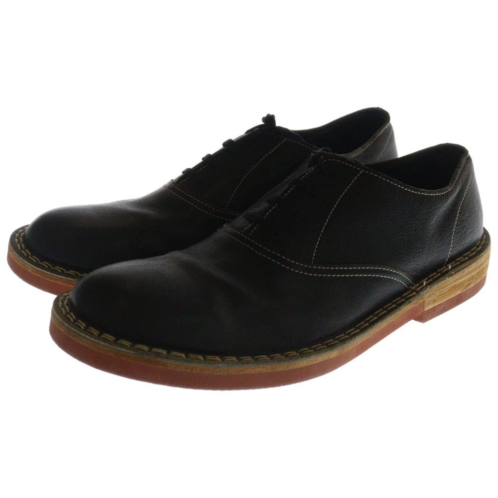 COMME des GARCONS HOMME(コムデギャルソンオム) ホワイトステッチ プレーントゥ スエードレザー レースアップ ドレスシューズ ブラック