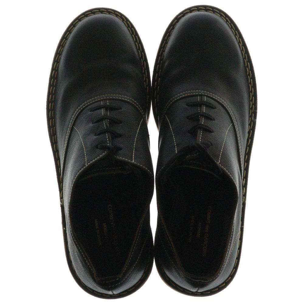 COMME des GARCONS HOMME(コムデギャルソンオム) ホワイトステッチ プレーントゥ スエードレザー レースアップ ドレスシューズ ブラック