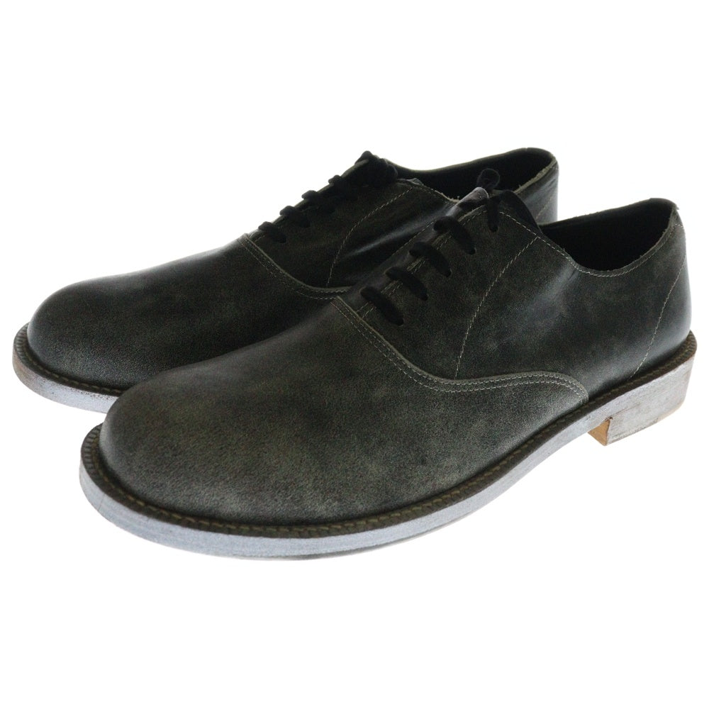 COMME des GARCONS HOMME PLUS(コムデギャルソンオムプリュス) フェード加工 ペイントソール レザー プレーントゥ レースアップ ドレスシューズ シルバー/ダークグレー
