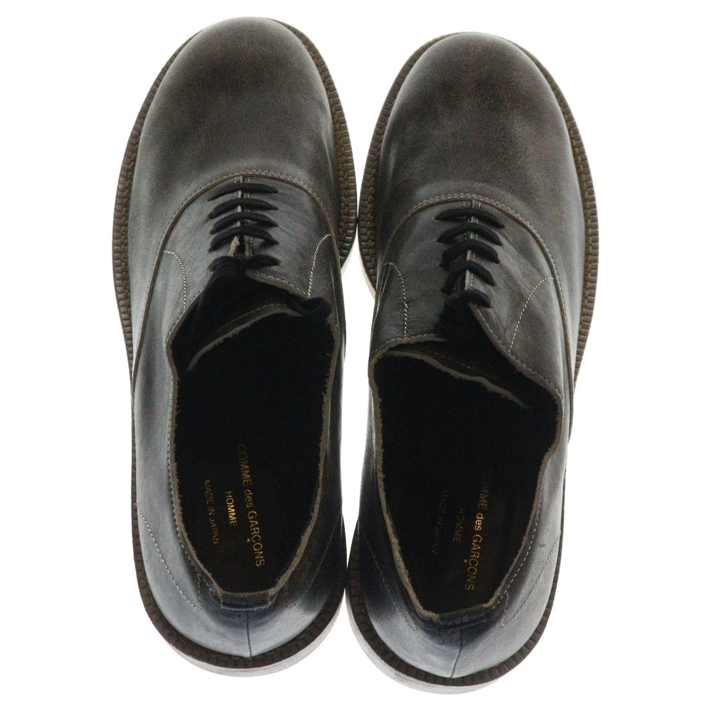 COMME des GARCONS HOMME PLUS(コムデギャルソンオムプリュス) フェード加工 ペイントソール レザー プレーントゥ レースアップ ドレスシューズ シルバー/ダークグレー