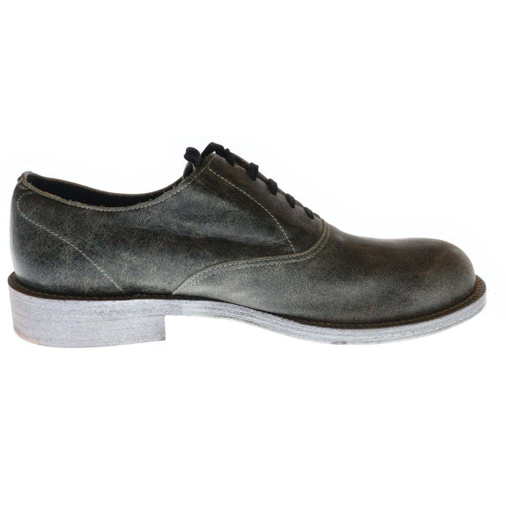 COMME des GARCONS HOMME PLUS(コムデギャルソンオムプリュス) フェード加工 ペイントソール レザー プレーントゥ レースアップ ドレスシューズ シルバー/ダークグレー