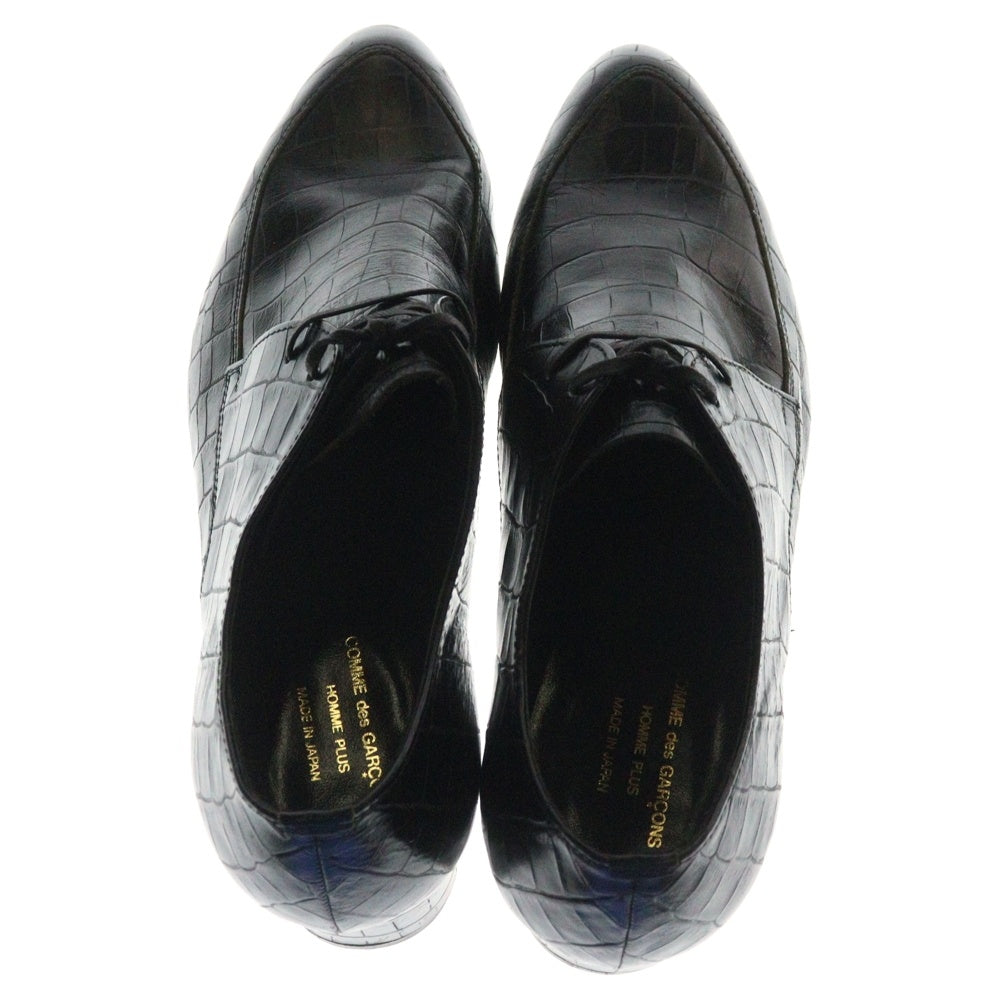 COMME des GARCONS HOMME PLUS(コムデギャルソンオムプリュス) スタンプド クロコ ポインテッドトゥ ヒール ローファー ドレスシューズ ブラック