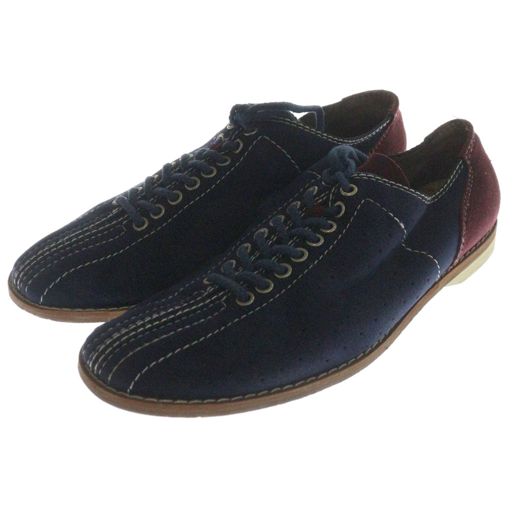 COMME des GARCONS HOMME(コムデギャルソンオム) ホワイトステッチ スエードレザー レースアップ ボーリング シューズ ネイビー