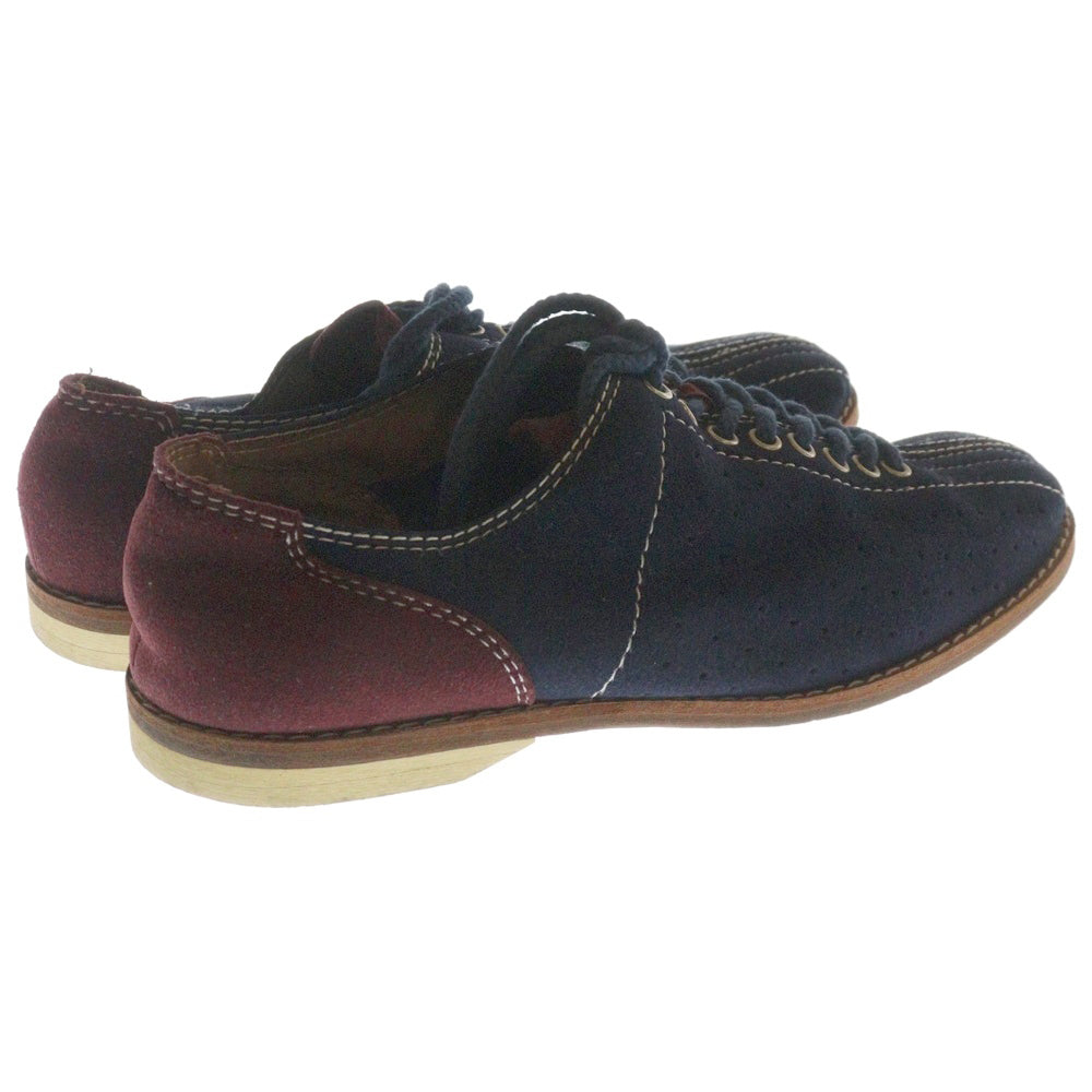 COMME des GARCONS HOMME(コムデギャルソンオム) ホワイトステッチ スエードレザー レースアップ ボーリング シューズ ネイビー