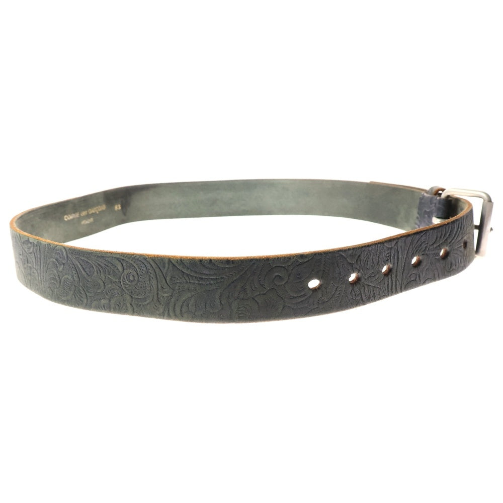 COMME des GARCONS HOMME PLUS(コムデギャルソンオムプリュス) 総柄 レザー レギュラー バックル ベルト グリーン