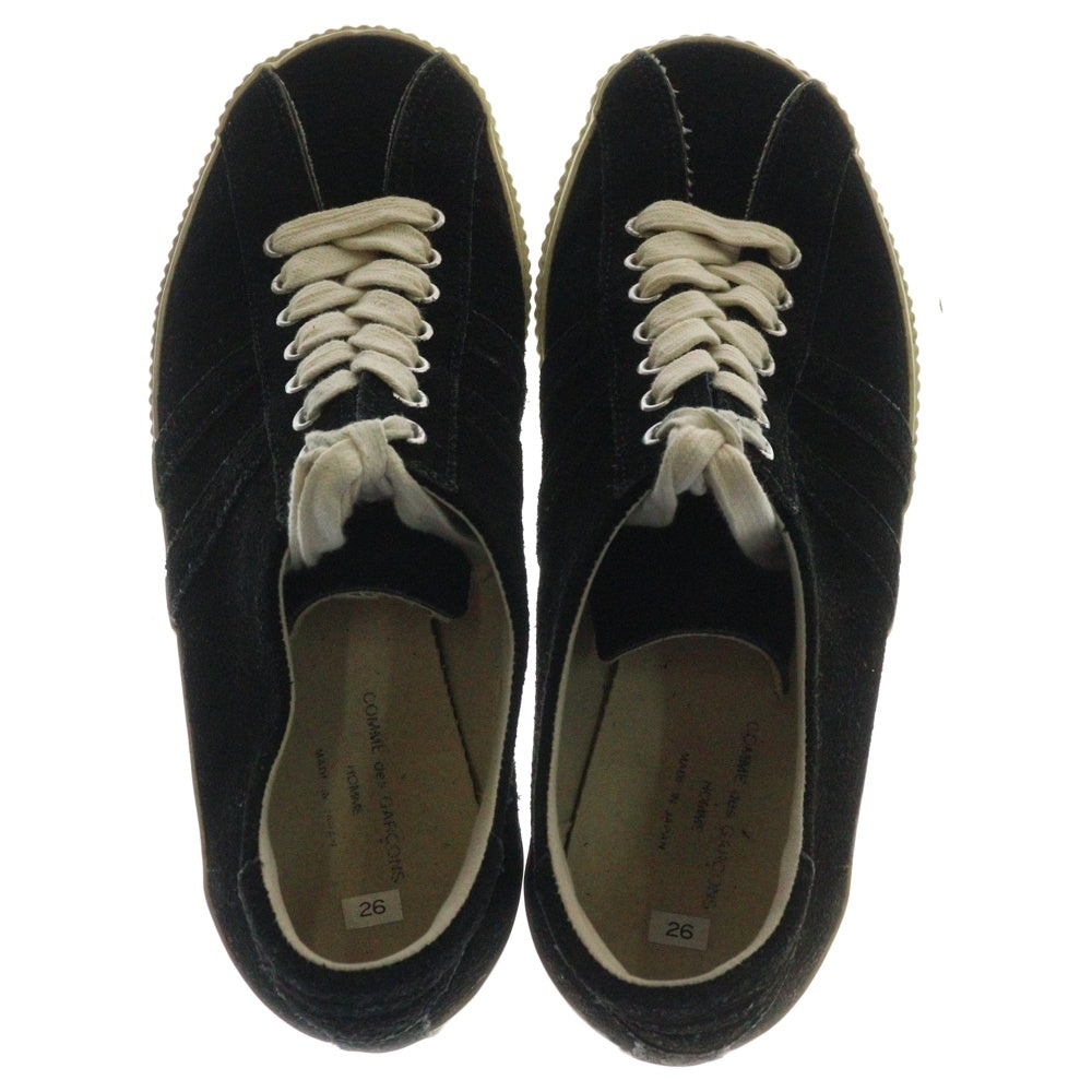 COMME des GARCONS HOMME(コムデギャルソンオム) センター オープン レースアップ スエード ローカット スニーカー ブラック