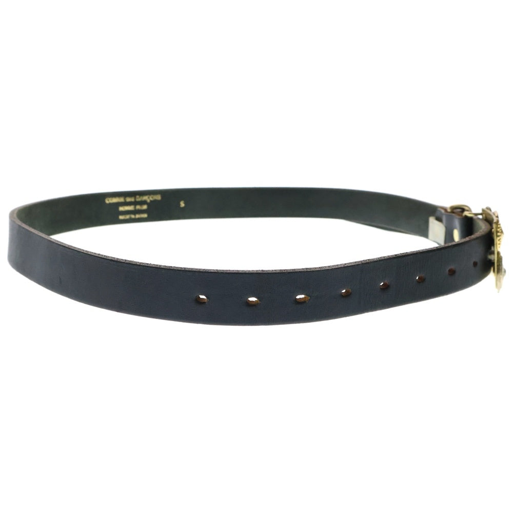 COMME des GARCONS HOMME PLUS(コムデギャルソンオムプリュス) カウレザー金ボタン バックル ベルト ブラック PS-K307
