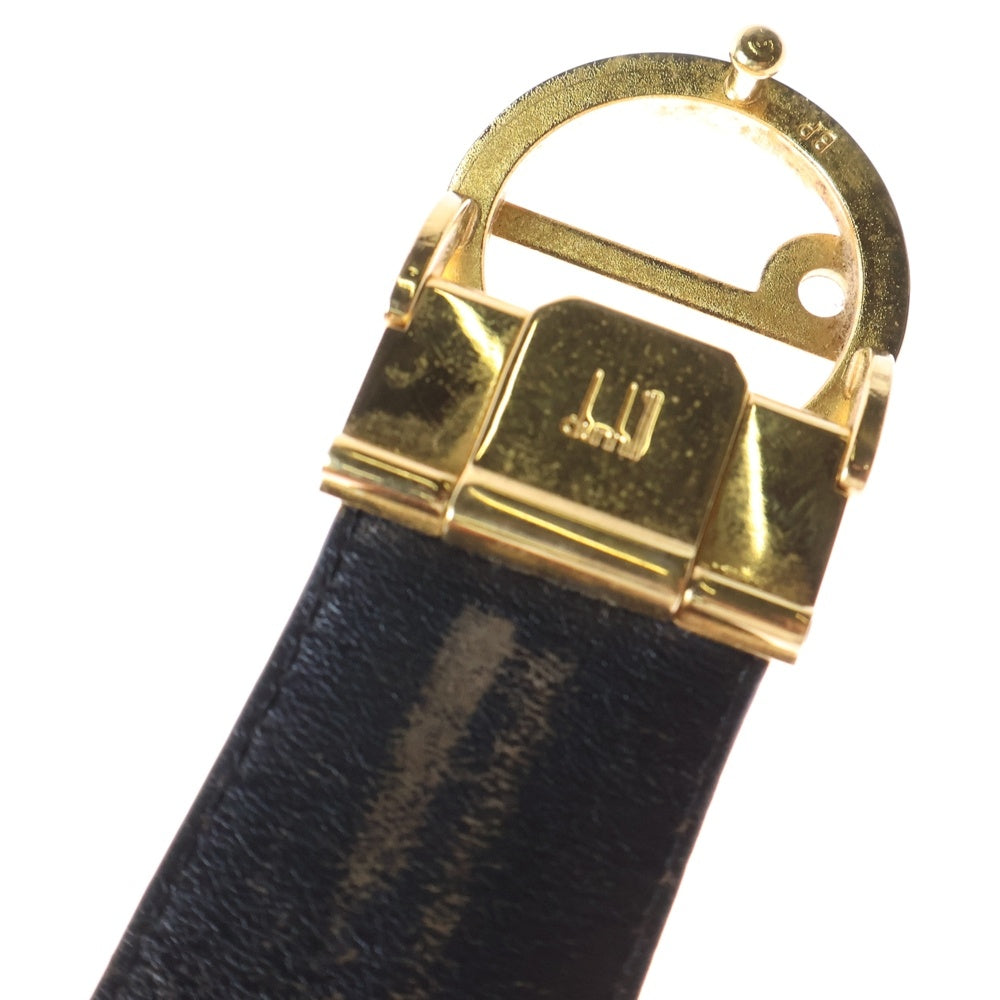dunhill(ダンヒル) スタンプド クロコ ゴールド ロゴ バックル ベルト ブラック